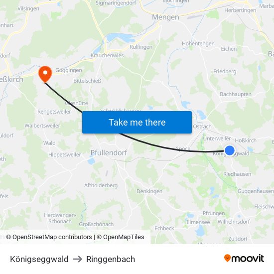 Königseggwald to Ringgenbach map