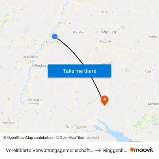 Vereinbarte Verwaltungsgemeinschaft Rastatt to Ringgenbach map