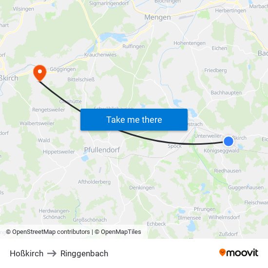 Hoßkirch to Ringgenbach map