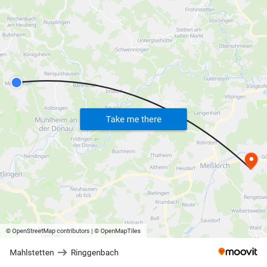 Mahlstetten to Ringgenbach map