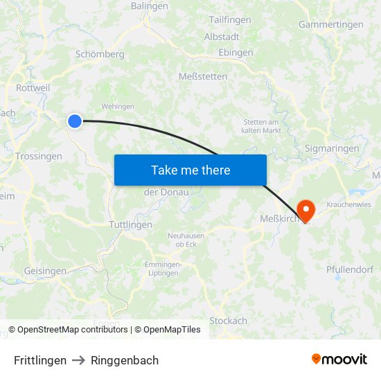 Frittlingen to Ringgenbach map