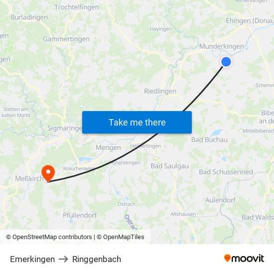 Emerkingen to Ringgenbach map