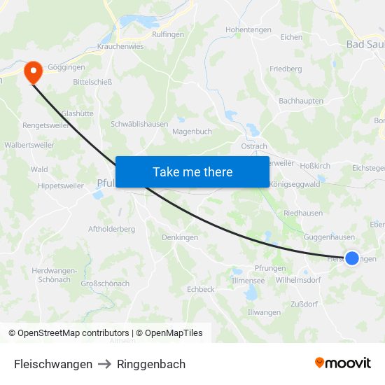 Fleischwangen to Ringgenbach map