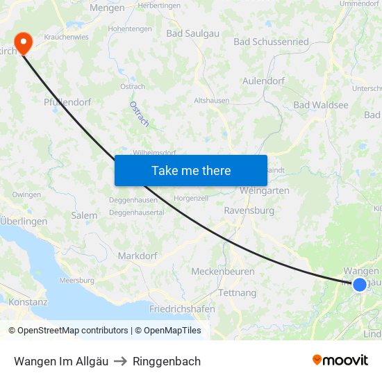 Wangen Im Allgäu to Ringgenbach map
