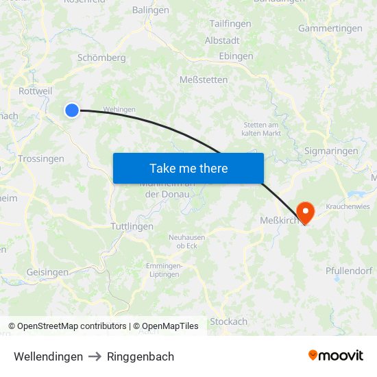 Wellendingen to Ringgenbach map