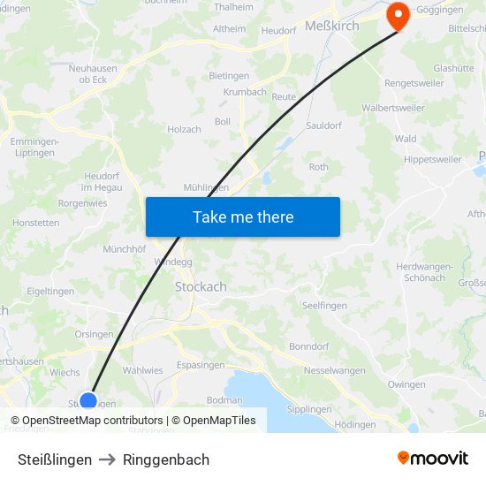 Steißlingen to Ringgenbach map