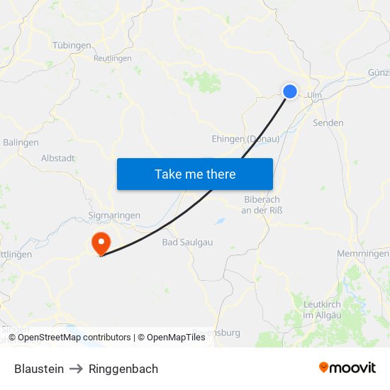 Blaustein to Ringgenbach map