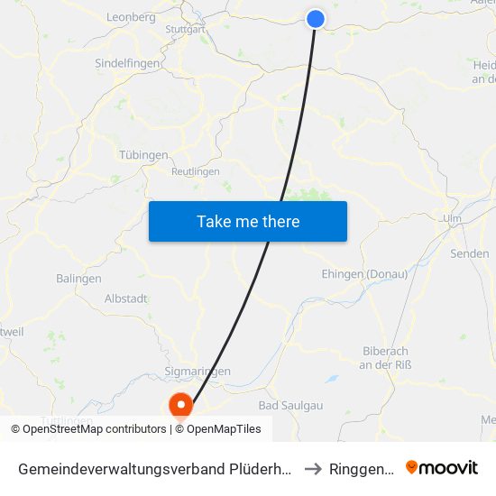 Gemeindeverwaltungsverband Plüderhausen-Urbach to Ringgenbach map