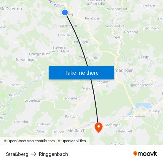 Straßberg to Ringgenbach map