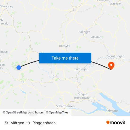 St. Märgen to Ringgenbach map