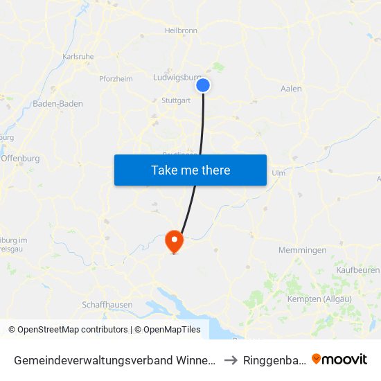 Gemeindeverwaltungsverband Winnenden to Ringgenbach map