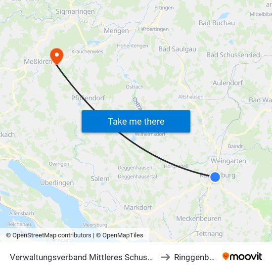 Verwaltungsverband Mittleres Schussental to Ringgenbach map