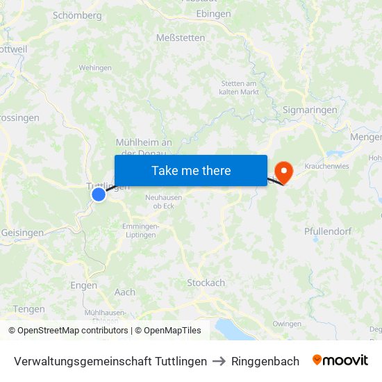 Verwaltungsgemeinschaft Tuttlingen to Ringgenbach map