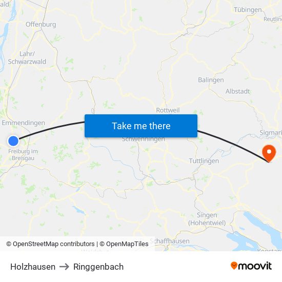 Holzhausen to Ringgenbach map