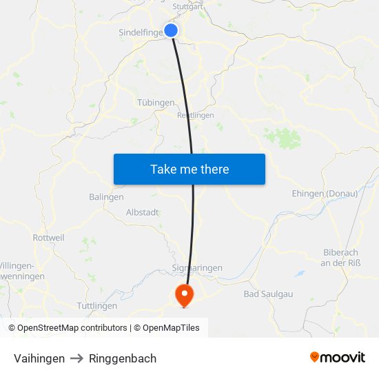 Vaihingen to Ringgenbach map