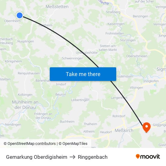 Gemarkung Oberdigisheim to Ringgenbach map