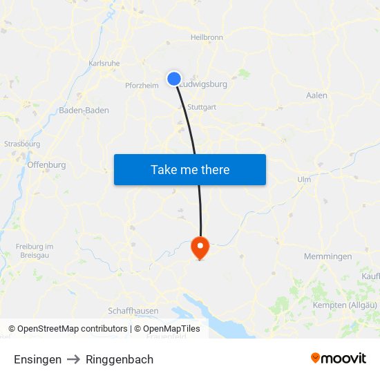 Ensingen to Ringgenbach map