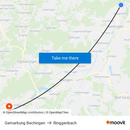 Gemarkung Bechingen to Ringgenbach map