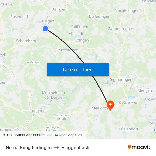 Gemarkung Endingen to Ringgenbach map