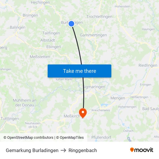 Gemarkung Burladingen to Ringgenbach map