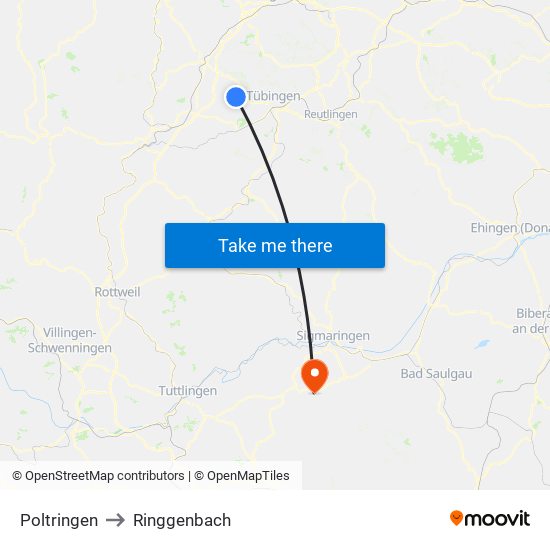 Poltringen to Ringgenbach map