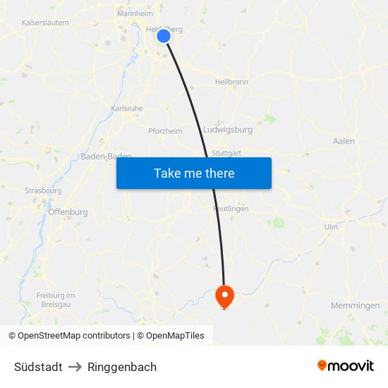 Südstadt to Ringgenbach map