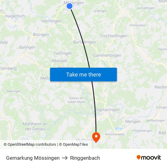 Gemarkung Mössingen to Ringgenbach map