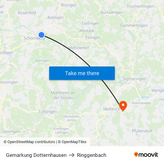 Gemarkung Dotternhausen to Ringgenbach map