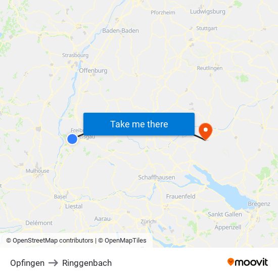 Opfingen to Ringgenbach map