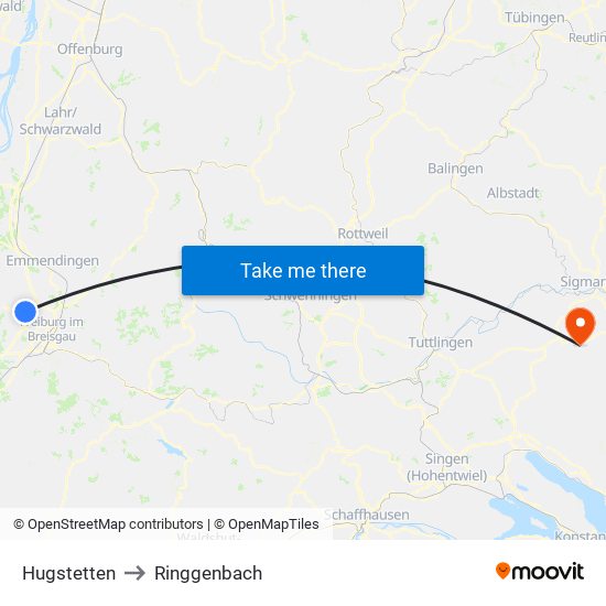 Hugstetten to Ringgenbach map