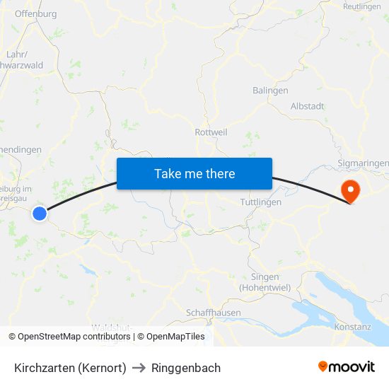 Kirchzarten (Kernort) to Ringgenbach map