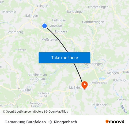 Gemarkung Burgfelden to Ringgenbach map