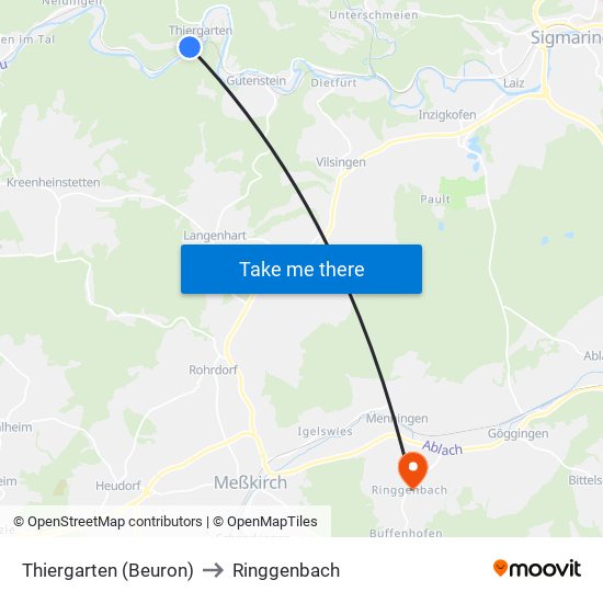 Thiergarten (Beuron) to Ringgenbach map
