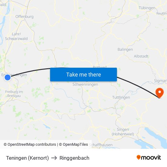 Teningen (Kernort) to Ringgenbach map