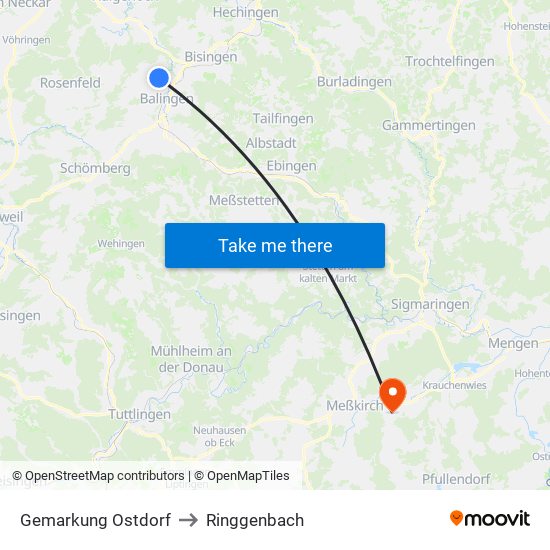 Gemarkung Ostdorf to Ringgenbach map
