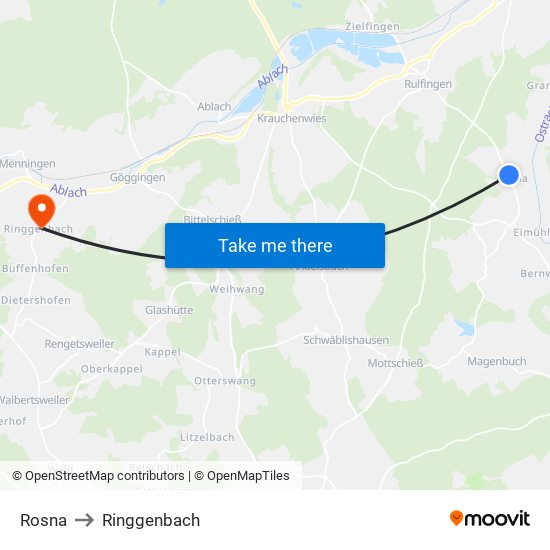 Rosna to Ringgenbach map