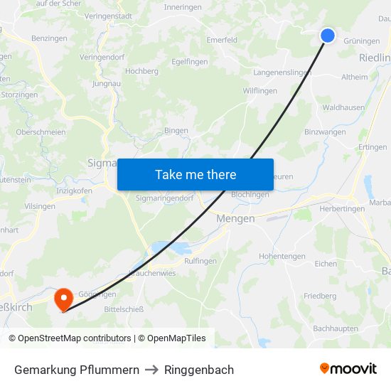 Gemarkung Pflummern to Ringgenbach map