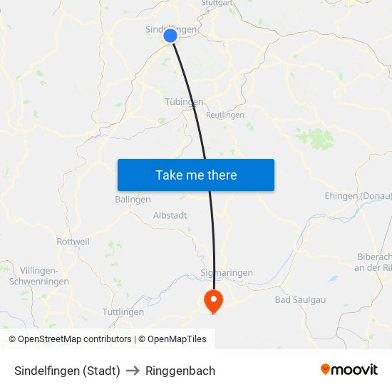 Sindelfingen (Stadt) to Ringgenbach map