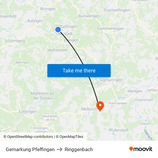 Gemarkung Pfeffingen to Ringgenbach map