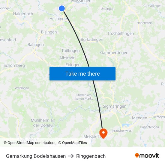 Gemarkung Bodelshausen to Ringgenbach map