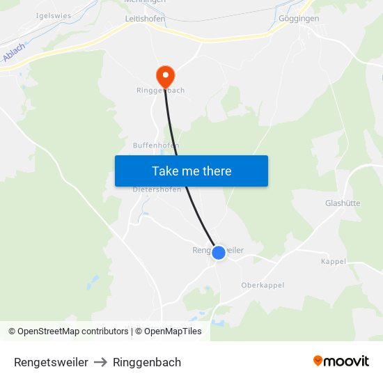 Rengetsweiler to Ringgenbach map