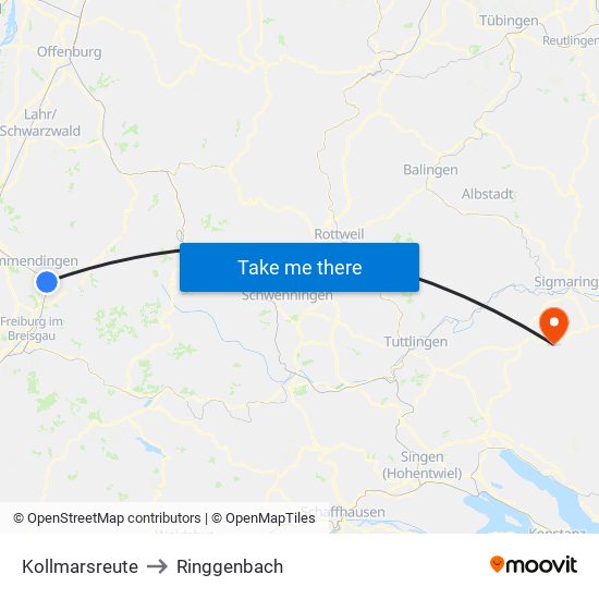 Kollmarsreute to Ringgenbach map