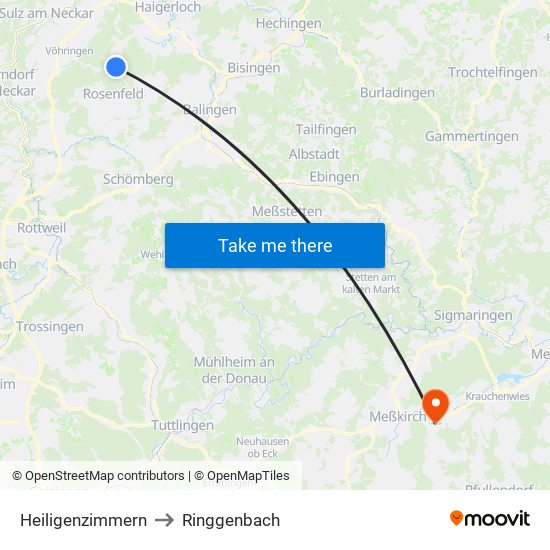Heiligenzimmern to Ringgenbach map