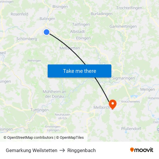 Gemarkung Weilstetten to Ringgenbach map