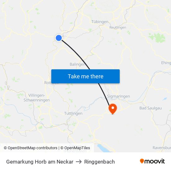 Gemarkung Horb am Neckar to Ringgenbach map
