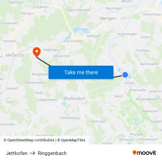 Jettkofen to Ringgenbach map