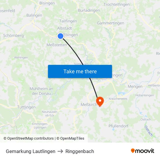 Gemarkung Lautlingen to Ringgenbach map