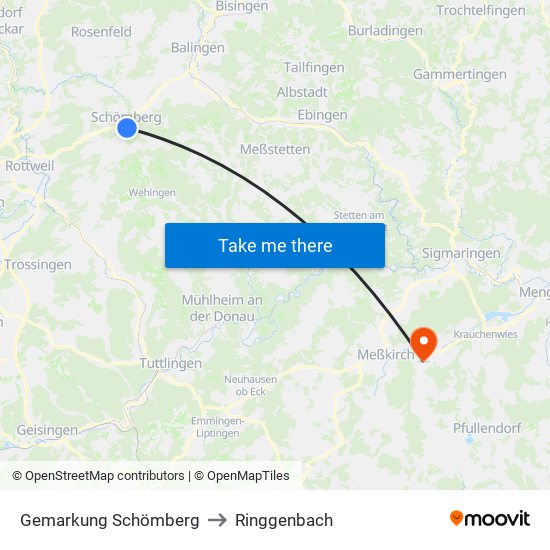 Gemarkung Schömberg to Ringgenbach map