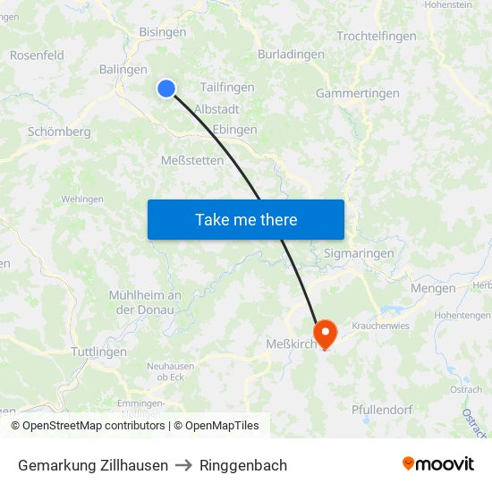 Gemarkung Zillhausen to Ringgenbach map