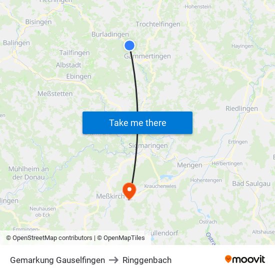 Gemarkung Gauselfingen to Ringgenbach map